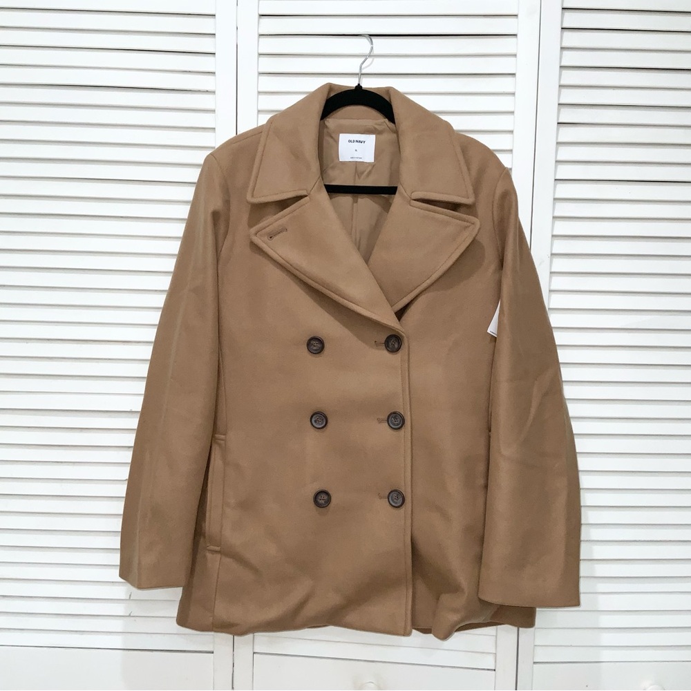 Old Navy Tan Beige Double Breasted Pea Coat Size XL